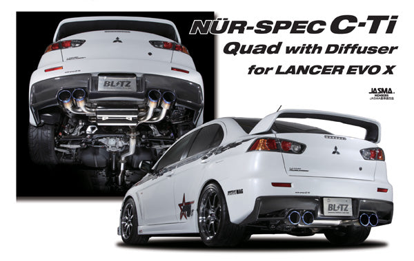 Blitz - NUR-SPEC C Ti Quad with Carbon Diffusor exhaust system - Mitsubishi - Lancer Evolution X CZ4A - 64175