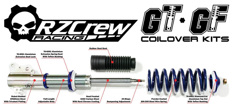 Rzcrew Racing - GoTrack "GT" Monotube Coilover Kit - Volkswagen Golf 6 TSI 6K1(I4 TCSC)